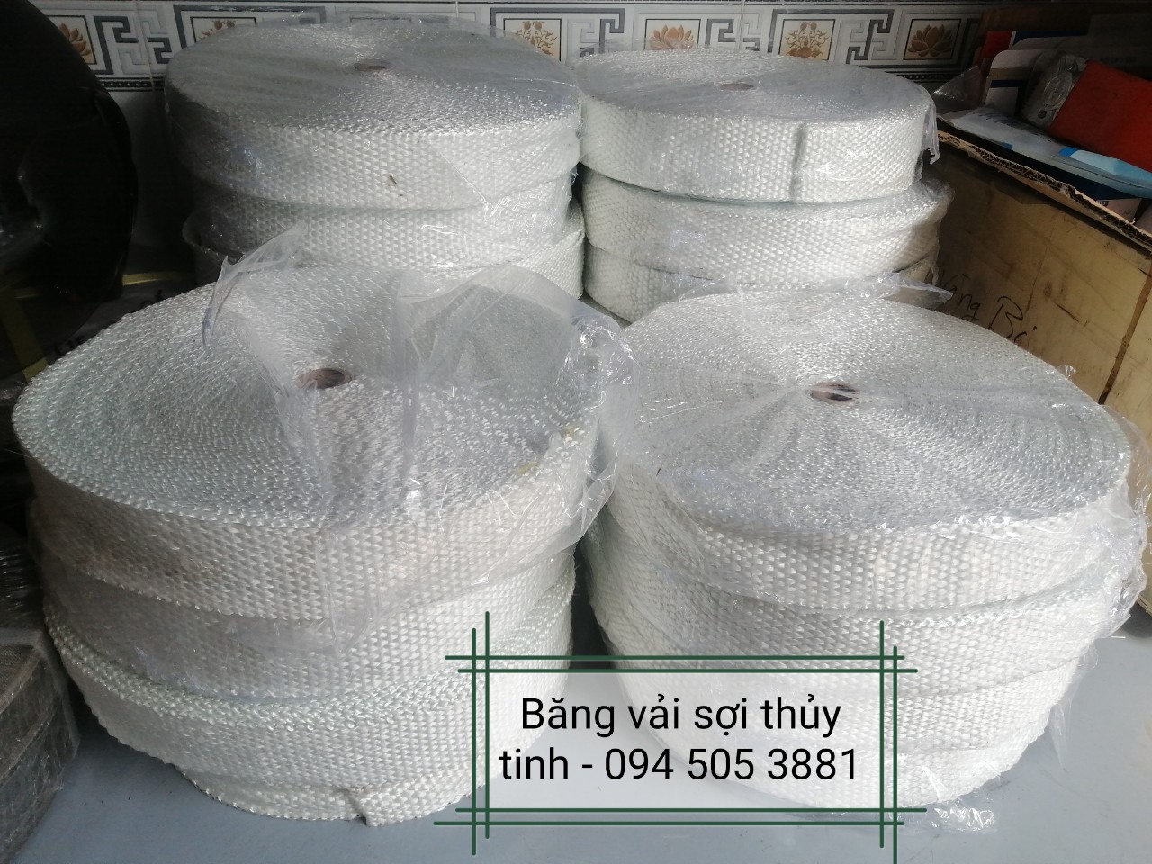 Vải sợi thủy tinh chịu nhiệt bản rộng 50mm, 100mm | Băng Vải Sợi Thủy Tinh trắng dầy 3mm