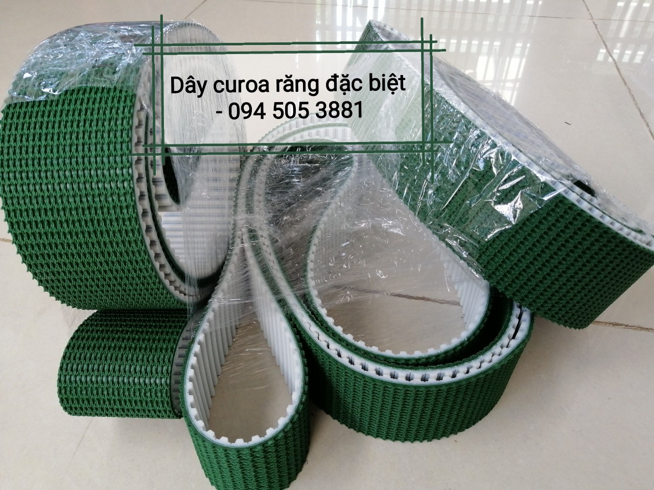 Dây curoa răng PU đắp băng tải xanh gai 